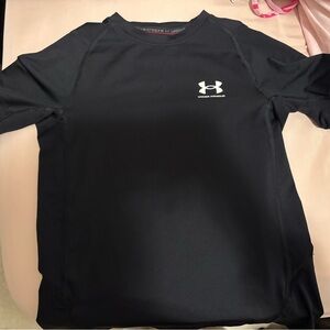 Under Armour Black Short-Sleeve Compression Shirt with White Logo